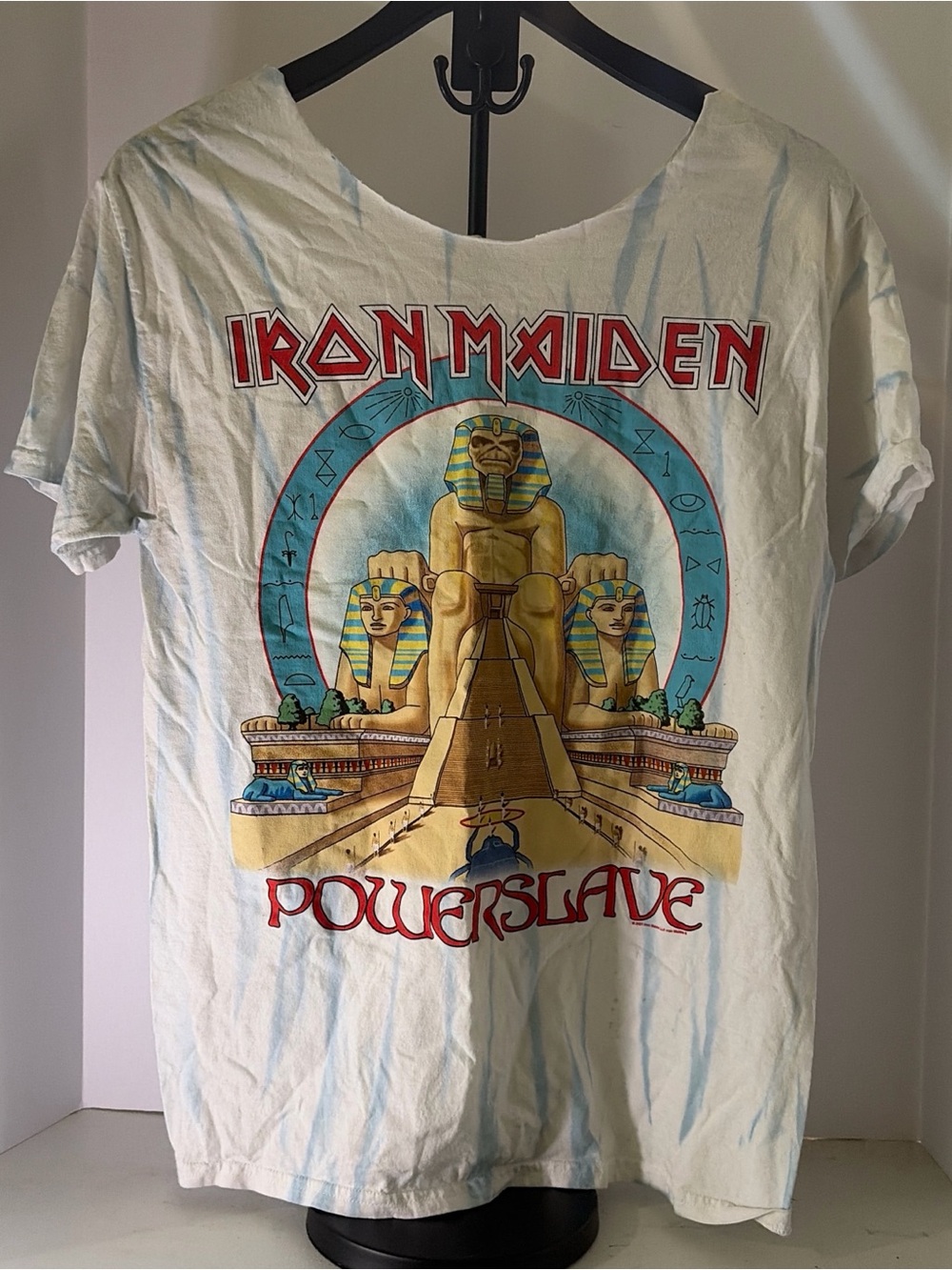 Iron Maiden Women's White Graphic Tee - Powerslave Design